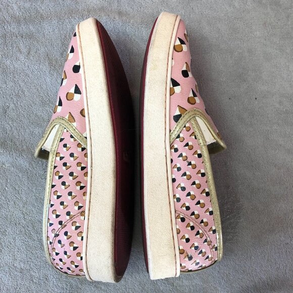 Coach Heart Print Blush Pink Gold Trim Heart Slip On Shoes Size 10B - Picture 5 of 16